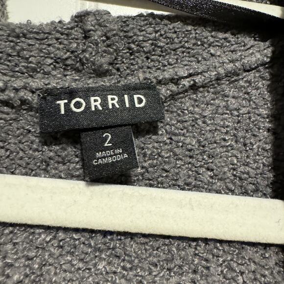 Torrid Gray Hooded Cardigan Sweater Colorful Striped Cuffs Plus Size 2X - Picture 5 of 7